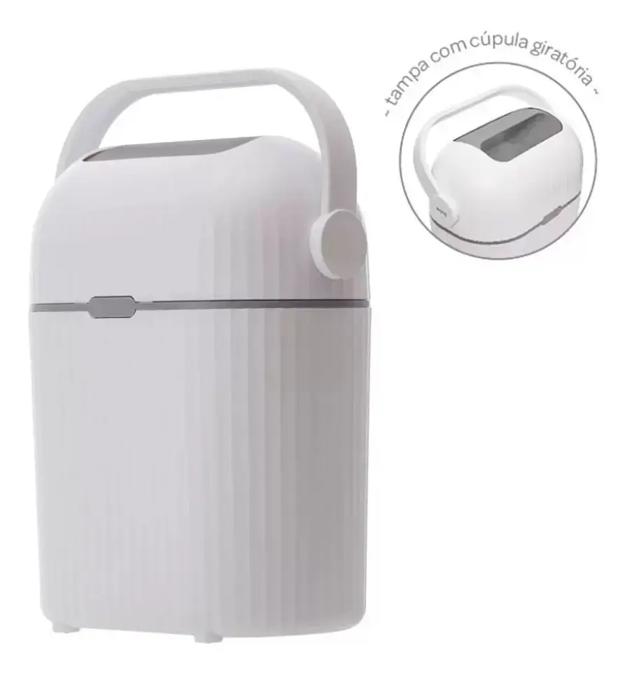 Lixeira Mágica Antiodor Para Descarte De Fralda Branco Buba