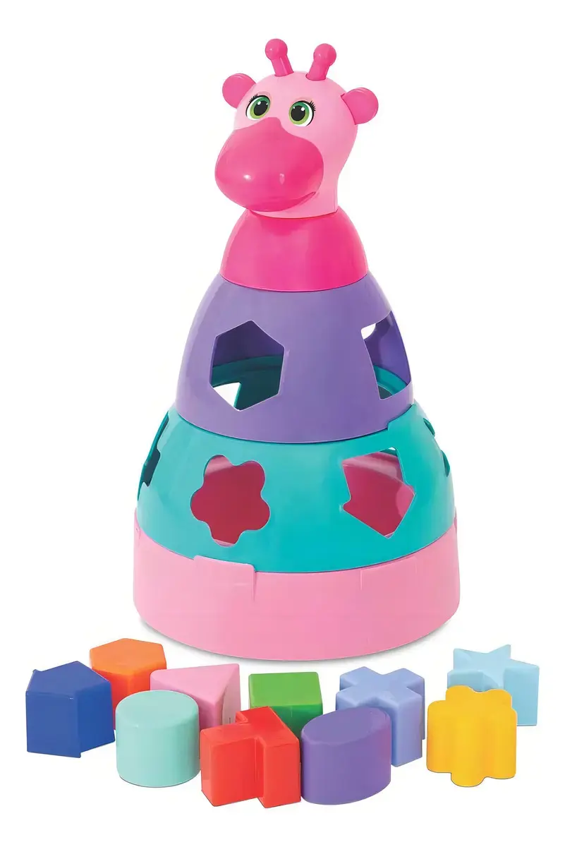 Girafa Didática Mercotoys Rosa 10 Peças Brinquedo Bebê 12+ Meses