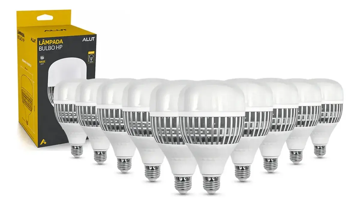 Kit 10 Lâmpadas LED Bulbo 100W Alta Potência Branco Frio 6500K Bivolt E27 - Super Bulbo Econômica 8000 Lúmens Ideal Galpão Fábrica Comércio