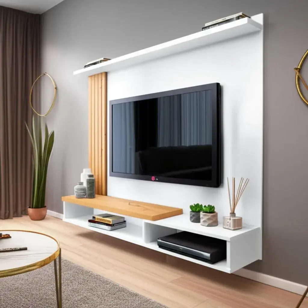 Móvebrinque TV shelf with panel cor white/freijó
