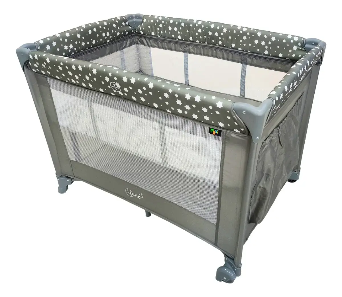 Berço Portátil Infantil Cercado Desmontável Lune Maxi Baby - CINZA