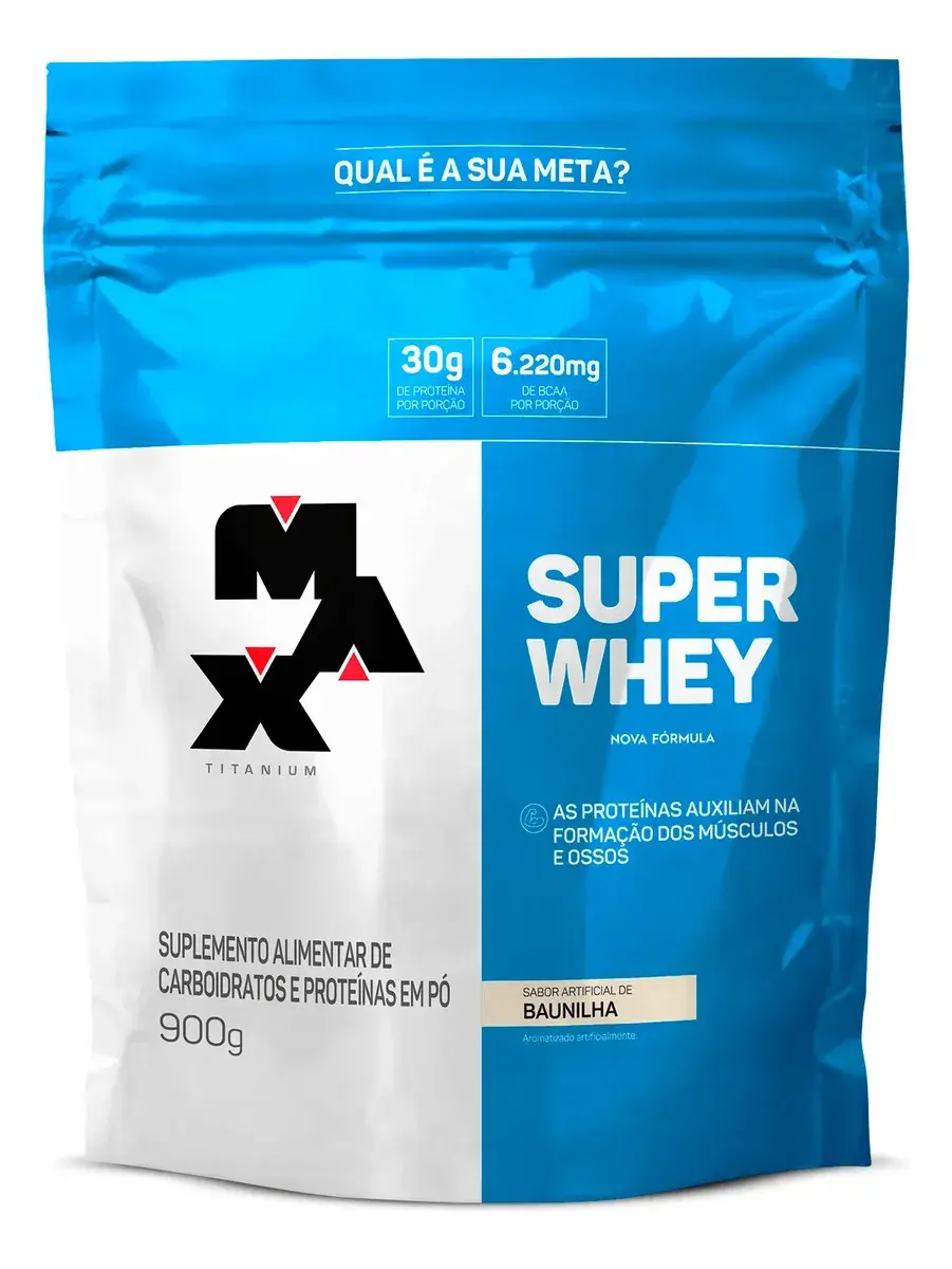 Super Whey Protein Refil 900g Max Titanium Sabor Baunilha
