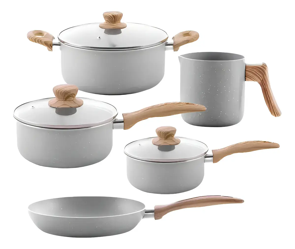 Conjunto Completo: 5 Panelas Brinox Ceramic Life Cinza