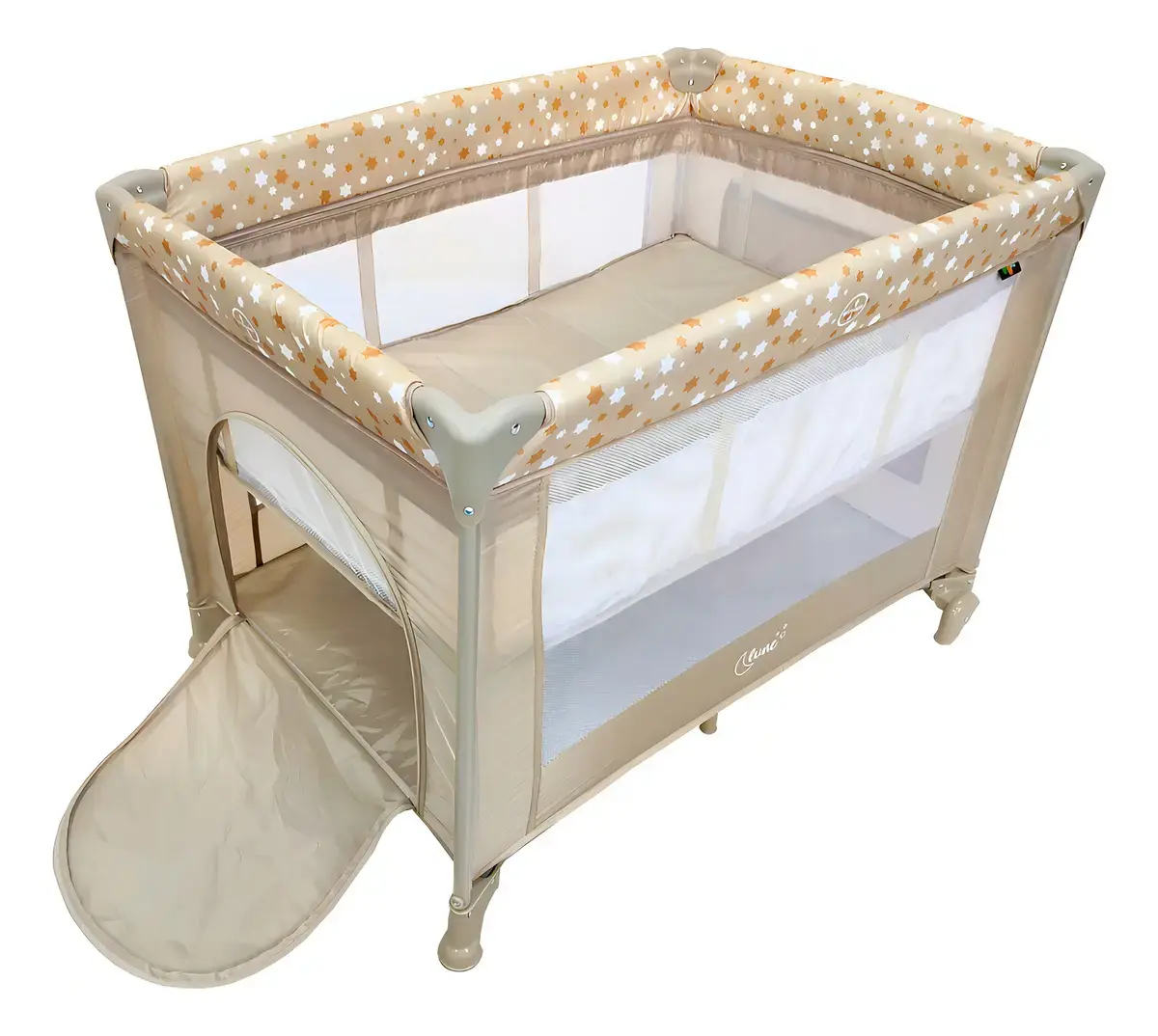 Berço Portátil Infantil Cercado Desmontável Lune Maxi Baby - BEGE