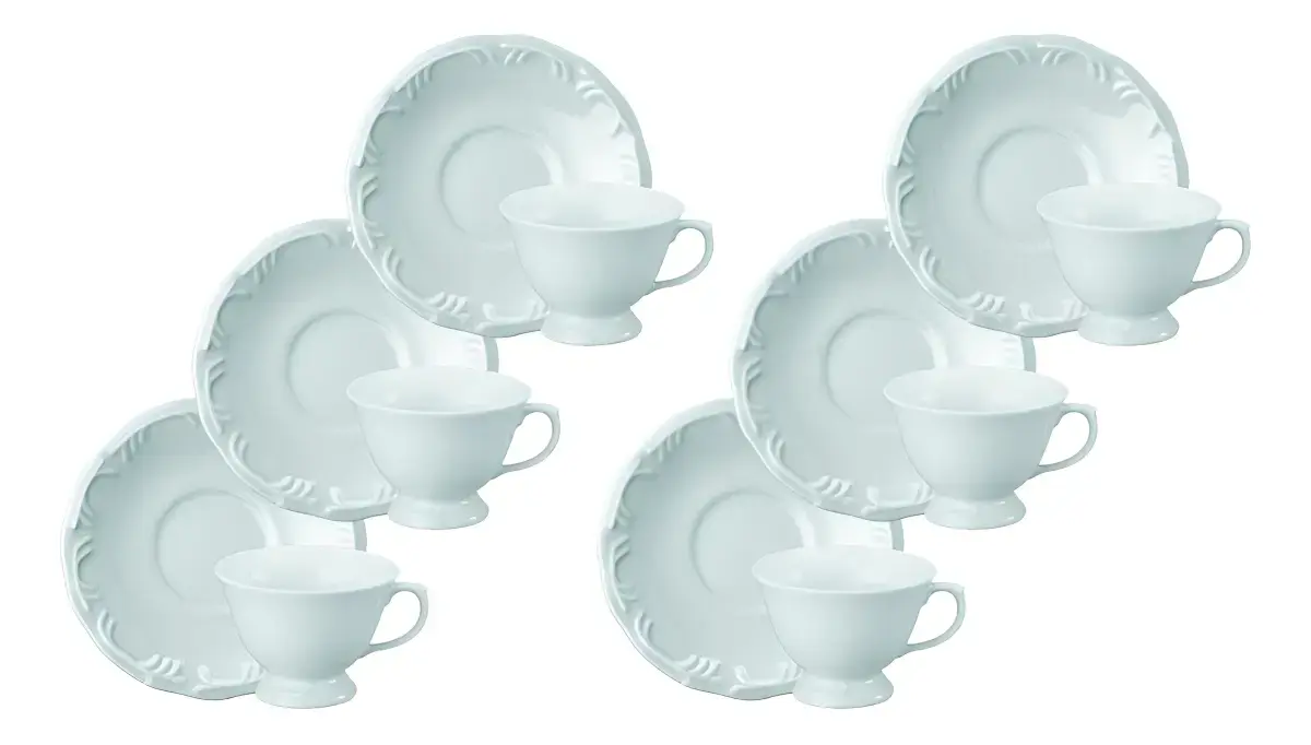 Conjunto 6 Xícaras de Chá C Pires Porcelana Schmidt Pomerode