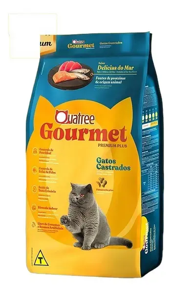 Quatree Premium ração gatos castrados delicias do mar gourmet 10,1kg