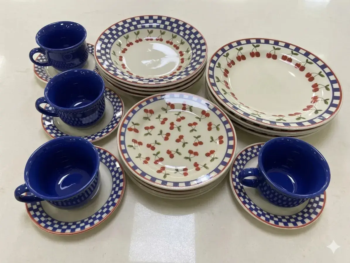 Aparelho de Jantar Cerâmica Biona Donna Jardim de Cerejas 20 Peças