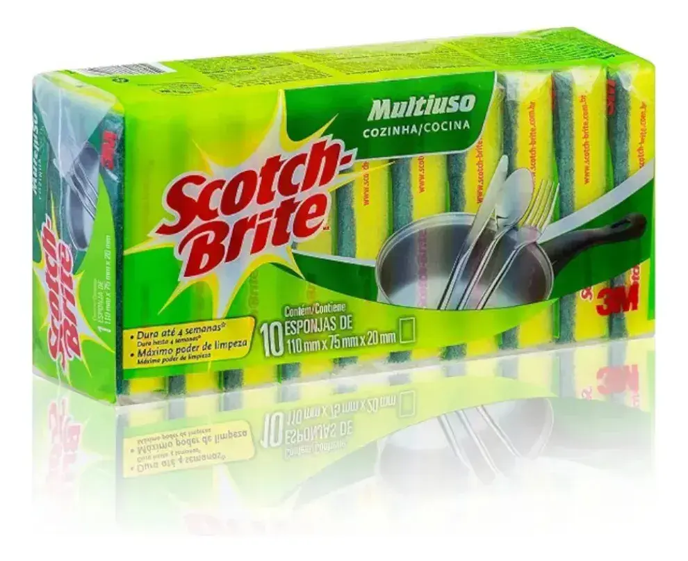 Pacote Com 10 Esponja Multiuso Scotch Brite 3m - Lava Louças