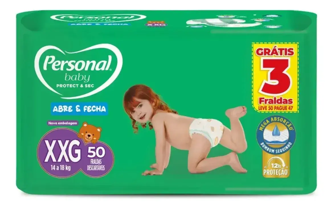 Fraldas Personal Baby Protect & Sec XXG 50und