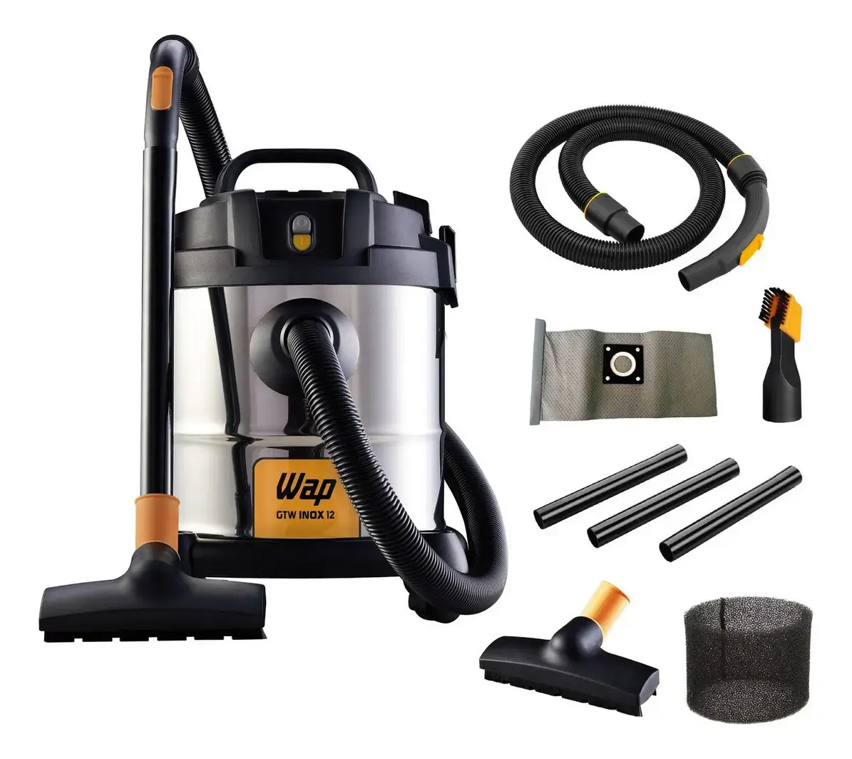 Aspirador de Pó e Água Wap GTW Inox 12 1400W com Bocal de Sopro