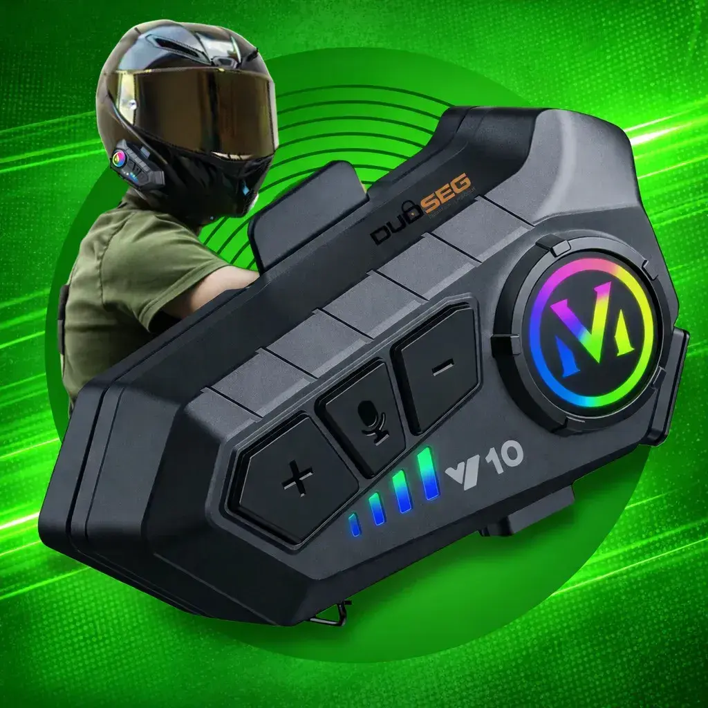 Fone De Ouvido Para Capacete Moto Bluetooth Headset RGB Sem Fio Intercomunicador Com Microfone Música GPS Chamadas Compatível Com Capacete Aberto Fechado