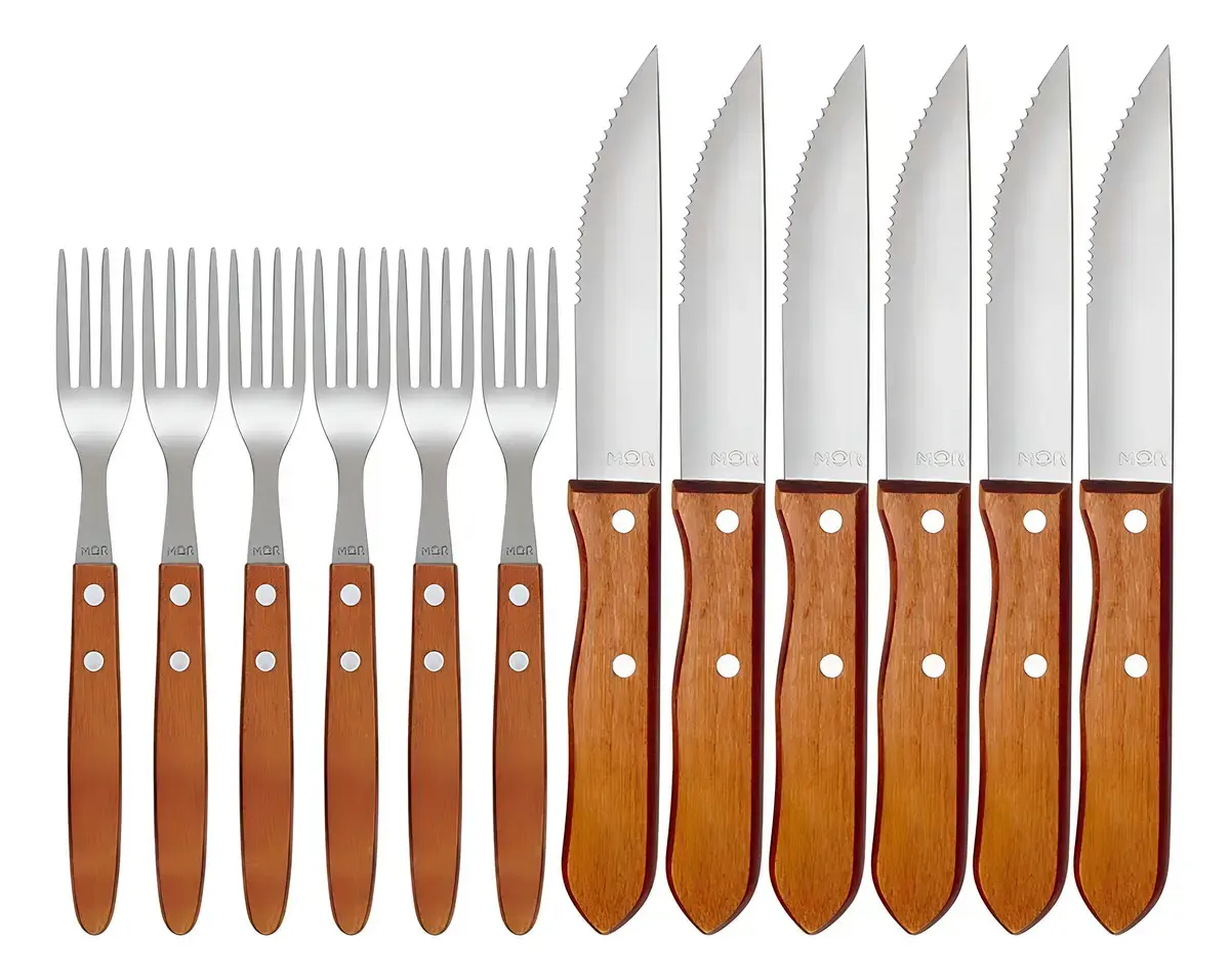 Conjunto Churrasco Garfo E Faca 12 Peças Aço Inox Mor
