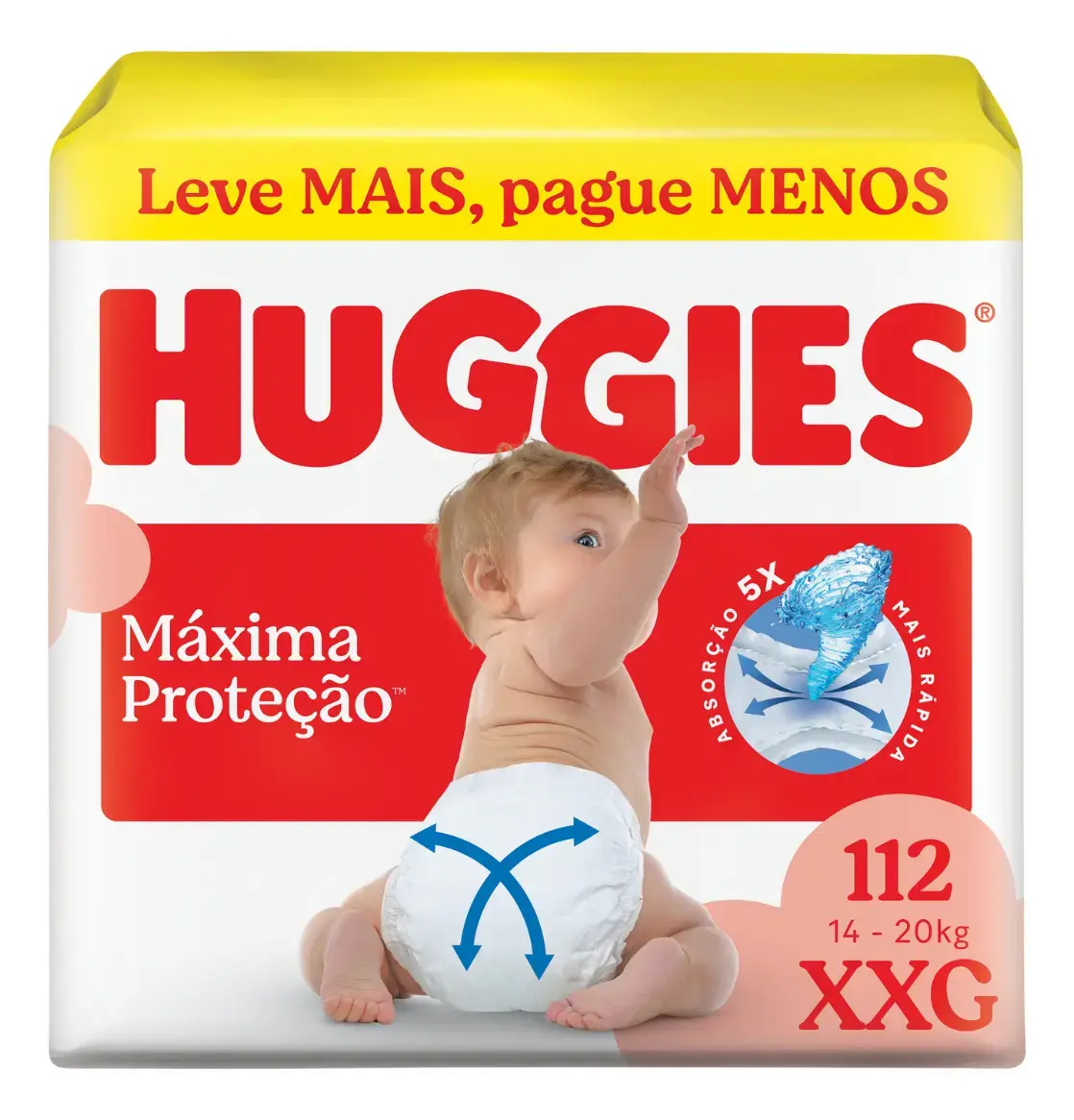 Huggies Fralda Descartável Máxima Proteção XXG - 112 Un