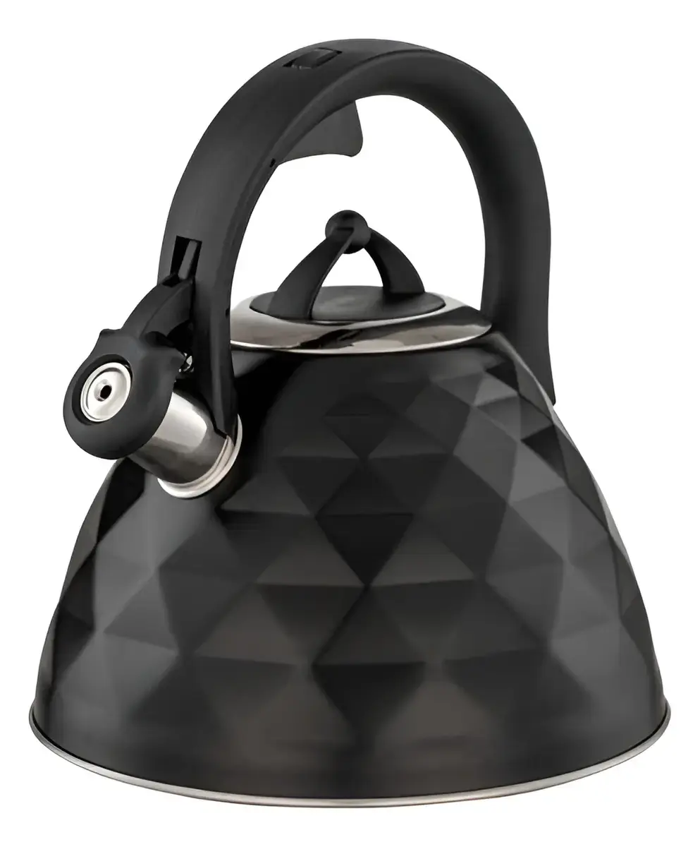 Chaleira de Inox Brinox 3L Black Diamond Com Apito Indução Preta
