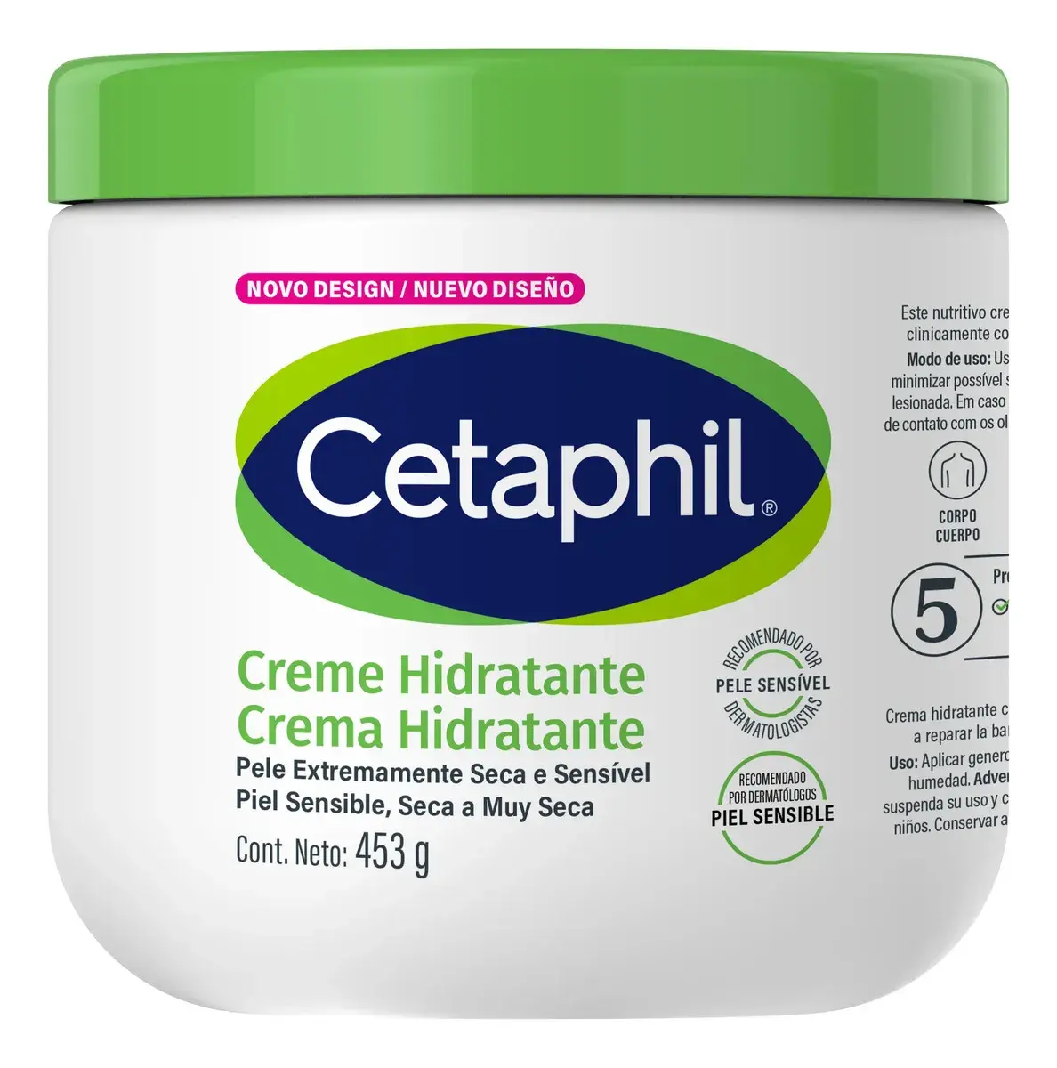 Cetaphil Creme Hidratante Corporal para Pele Seca e Sensível 453g - Hidratação por 48h