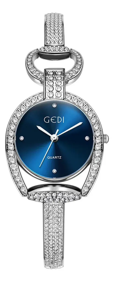 Relógio Feminino GEDI Quartzo com Pulseira Prateada e Cristais