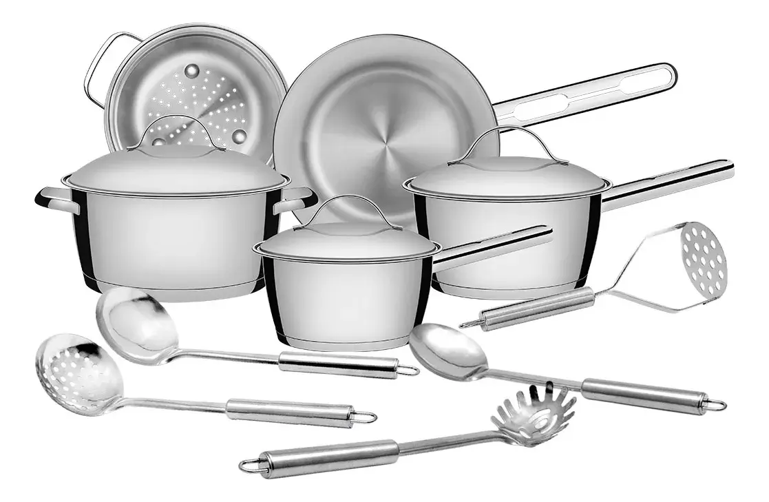 Jogo De Panelas Tramontina Allegra 5pç Aço Inox 5 Utensílios Inox