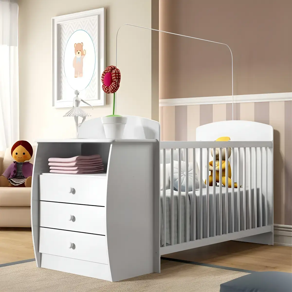 Berço Cômoda para Colchão 60 x 130 cm Rafael Multimóveis Branco