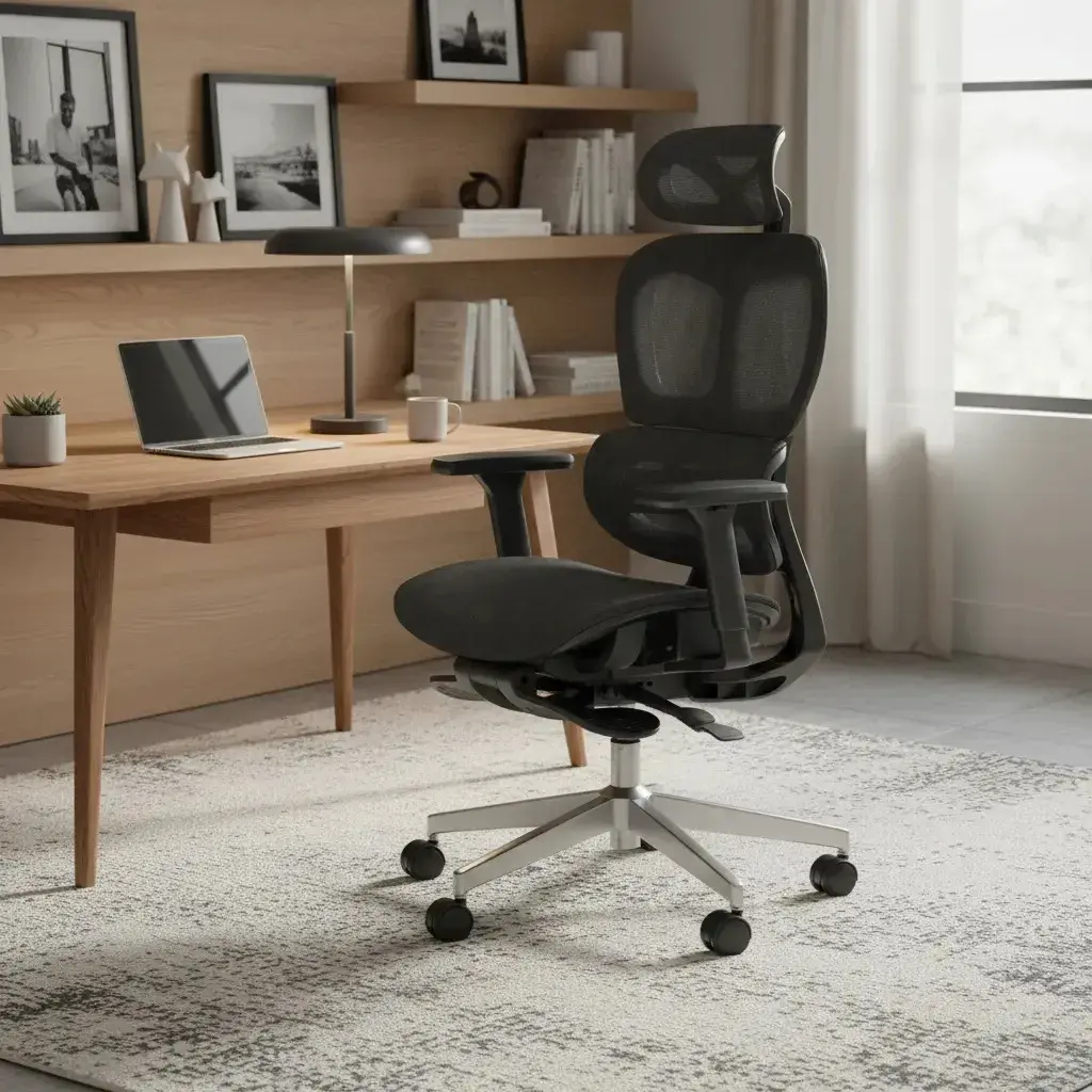 Cadeira Escritório Ergonômica Sensetup Cosy T03 Preto Mesh Reclinável com Apoio de Braços 3D