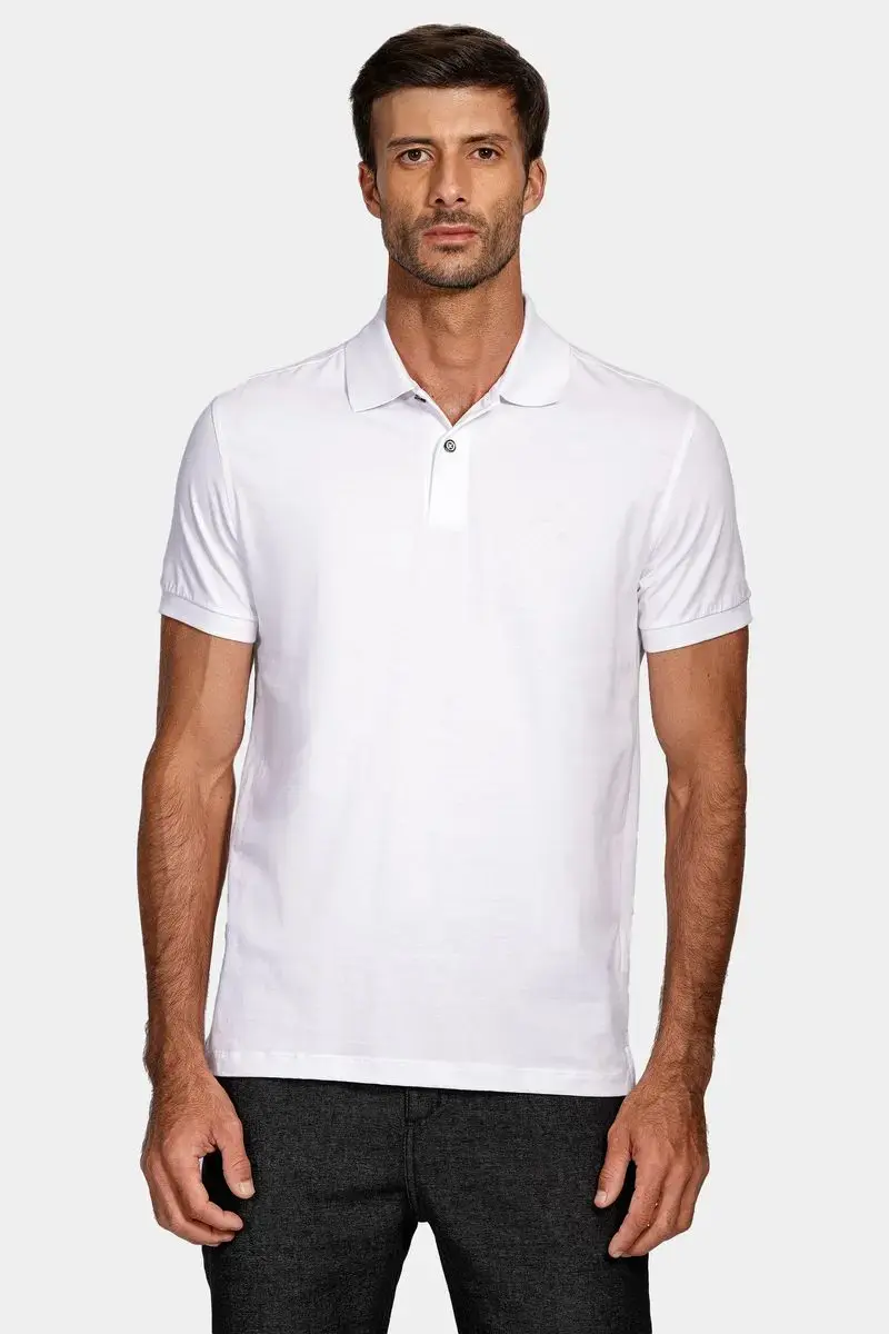 Polo 1/2 Malha Lisa Branco