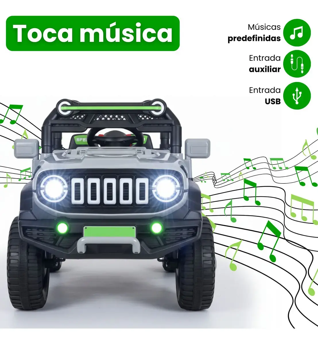 Carrinho Elétrico Infantil Mini Carro Brinquedo Passeio Cinza