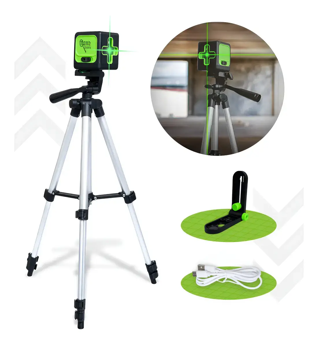 Nível a Laser Verde 2 Linhas Com Tripé Para Profissional Autonivelante