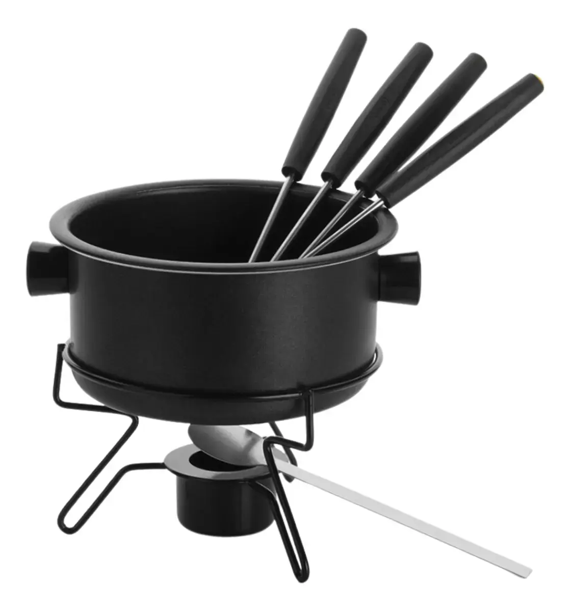 Aparelho Fondue Pop Antiaderente 7 Pçs Preto Forma + 4 Garfo