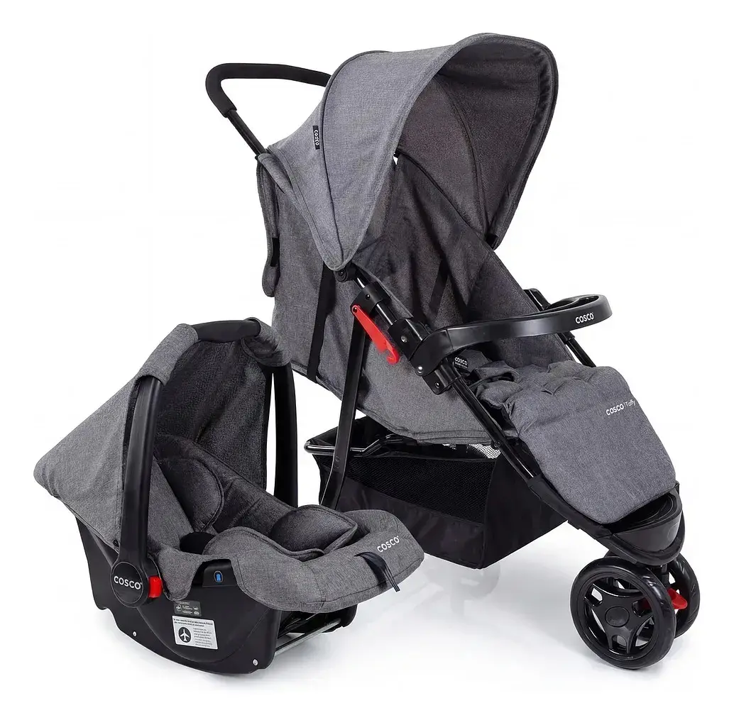 Travel System Cosco Kids, Toffy, 0 a 15kg, Cinza Mescla
