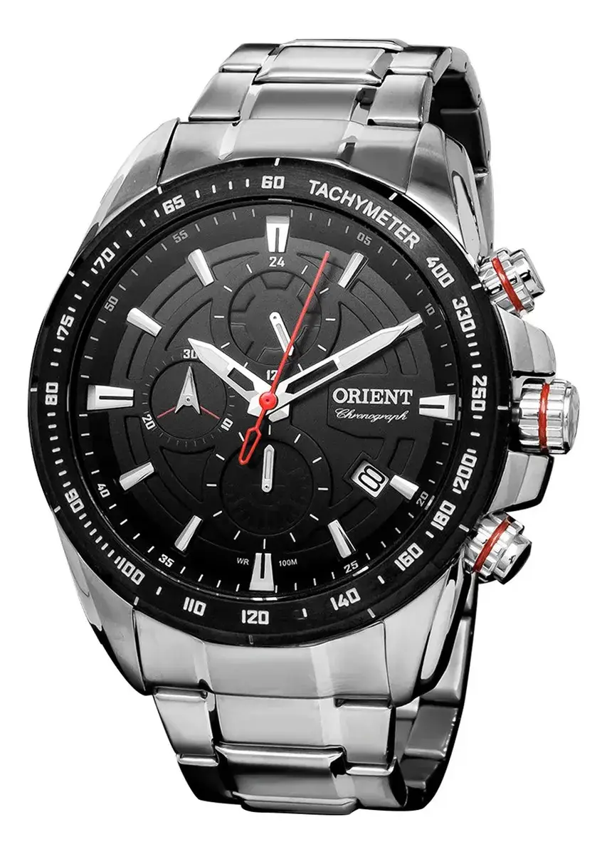 Relógio Orient Cronógrafo MBSSC181 P1SX Aço Inoxidável Prata Fosforescente