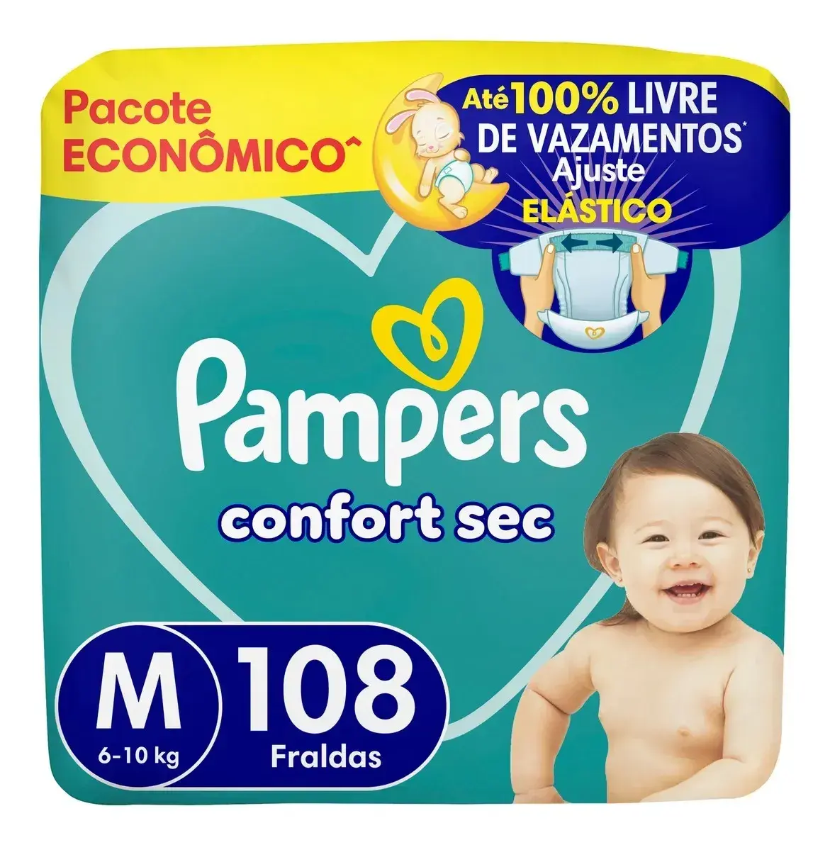 Fralda Pampers Confort Sec Tamanho M, 108 Un