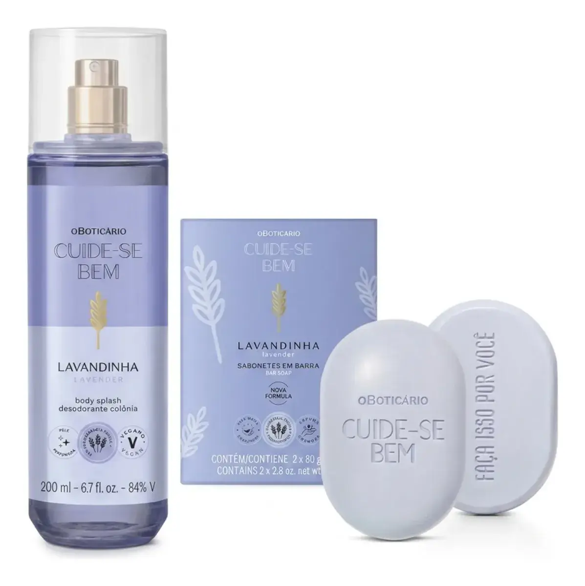 Combo Cuide-se Bem Lavandinha: Body Splash 200ml + Sabonetes