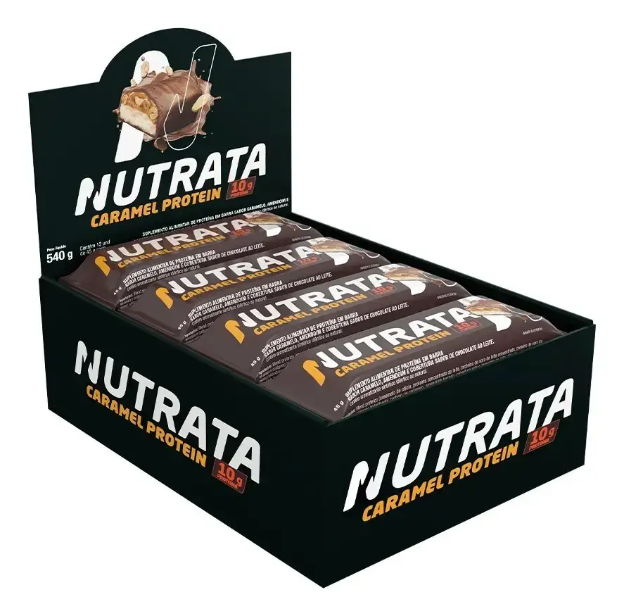 Nutrata Caramel Protein 45g display com 12 barras - Caramel