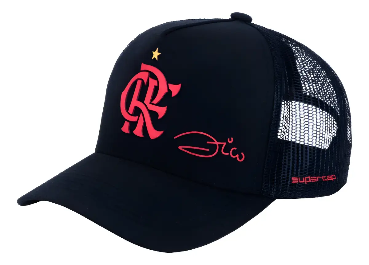 Boné Trucker Masculino Flamengo Zico Preto Licenciado Supercap