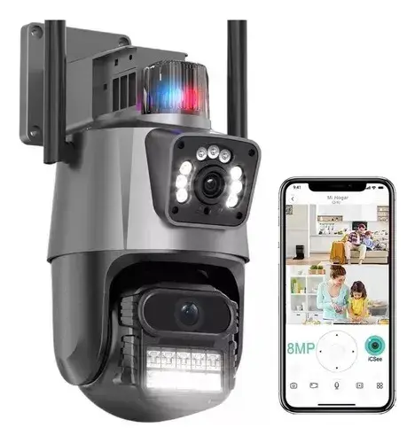 Camera Segurança Externa Lente Dupla 4k 6mp Sirene Policial G.Eye