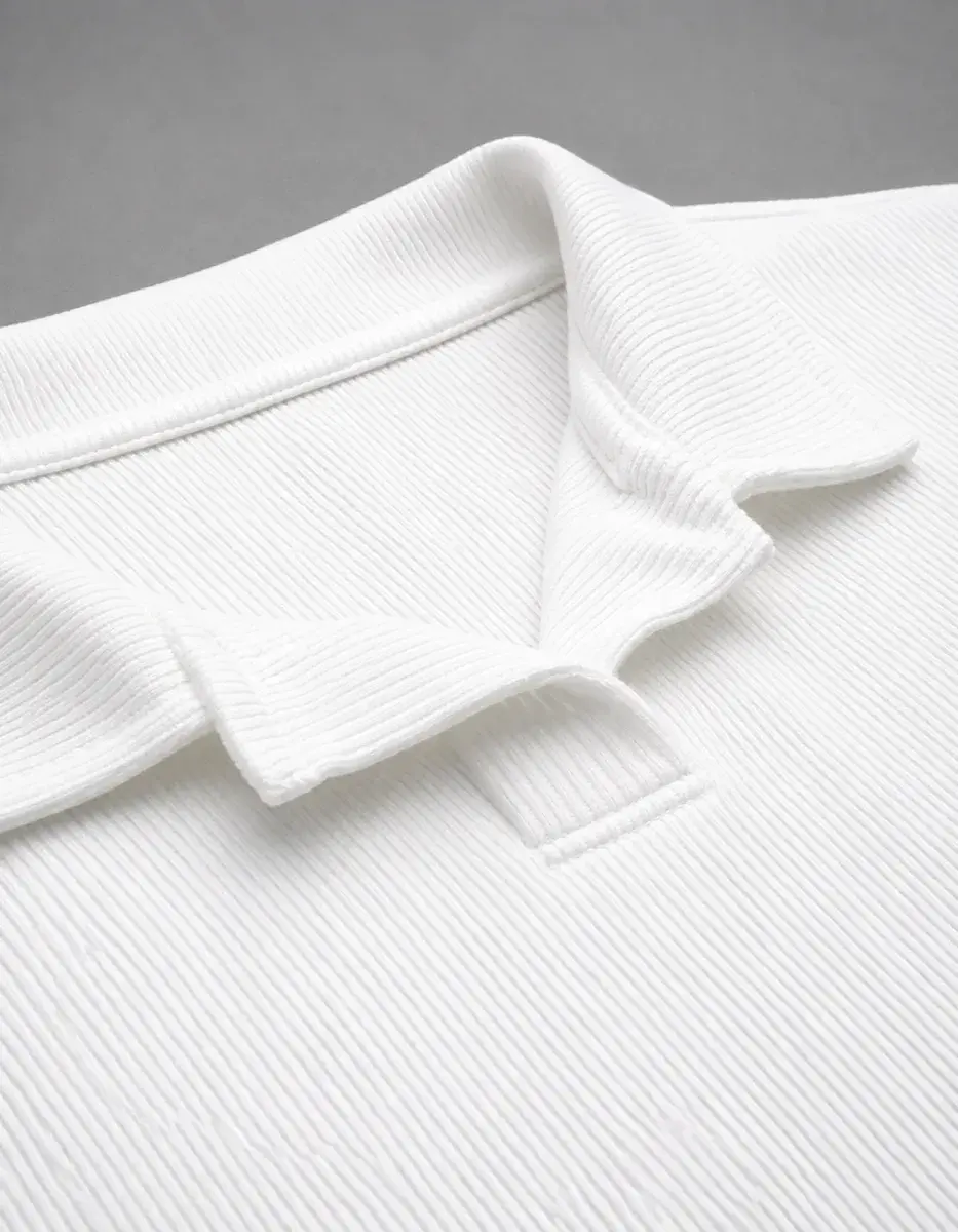 Camisa Camiseta Polo Masculina Texturizada Sem Botão