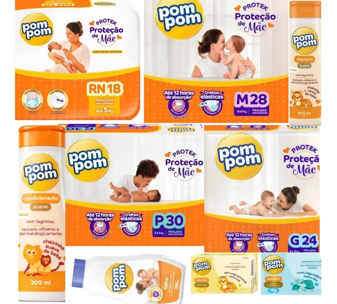 Kit Fralda Cha De Bebe Shampoo/condicionador/sabonete/talco