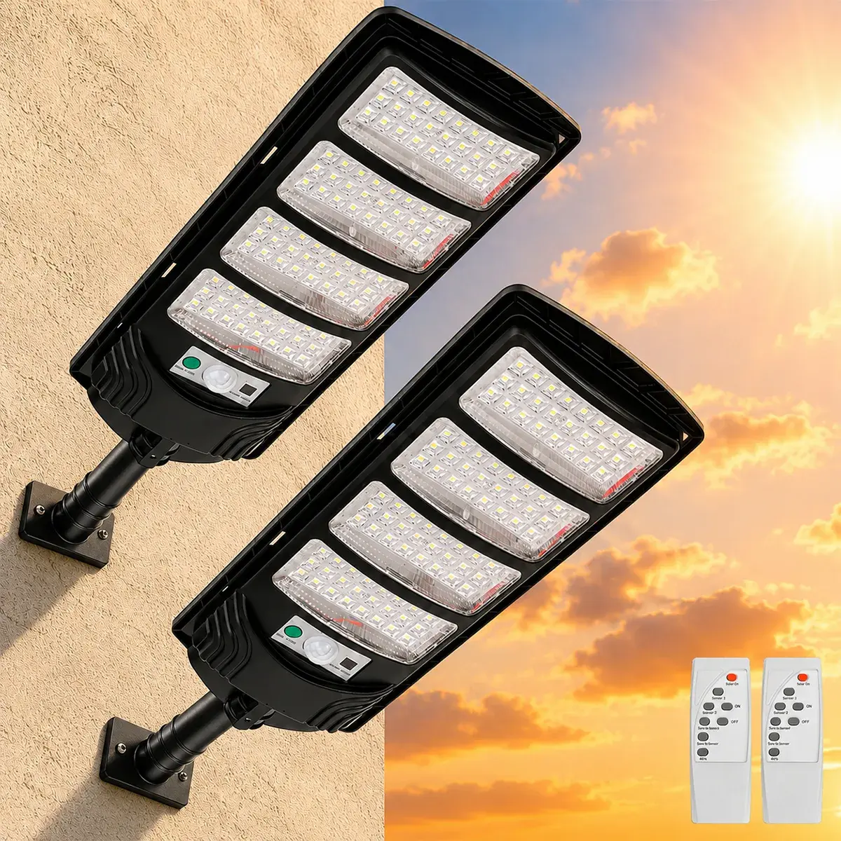Kit 2 Luminária Solar 700w Externa Potente Com Sensor