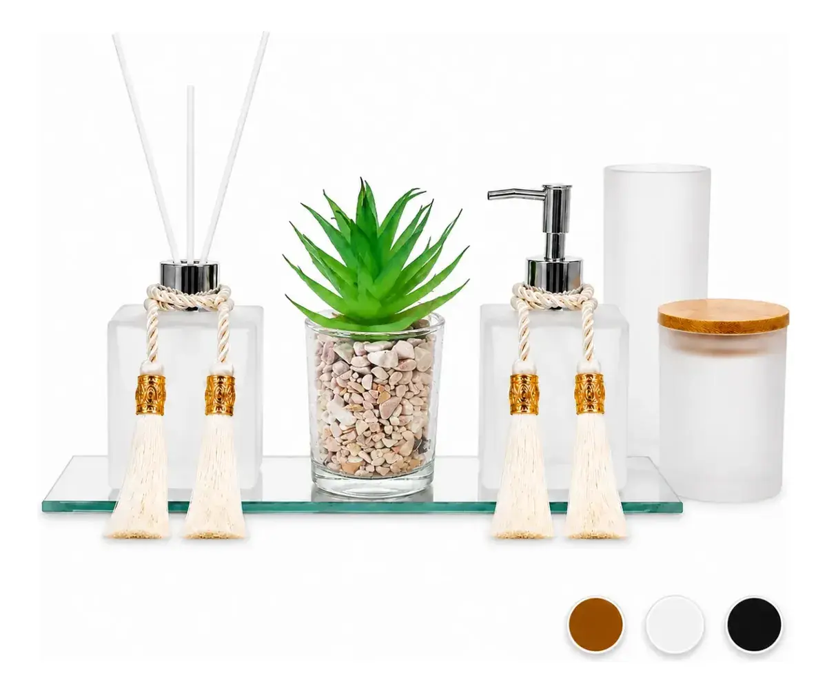 Kit Lavabo Sofisticado Vidro Luxo Banheiro Completo Premium