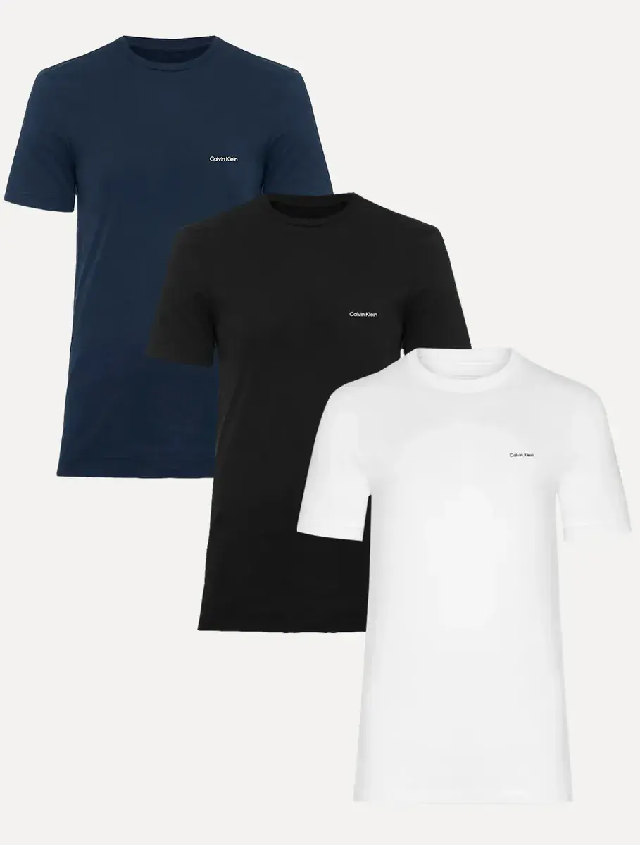 Kit Camisetas Calvin Klein | Masculina Preta/branca/marinho
