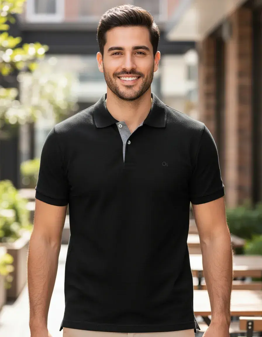 Camisa Gola Polo Social Masculina Slim Algodão Casual Ogochi
