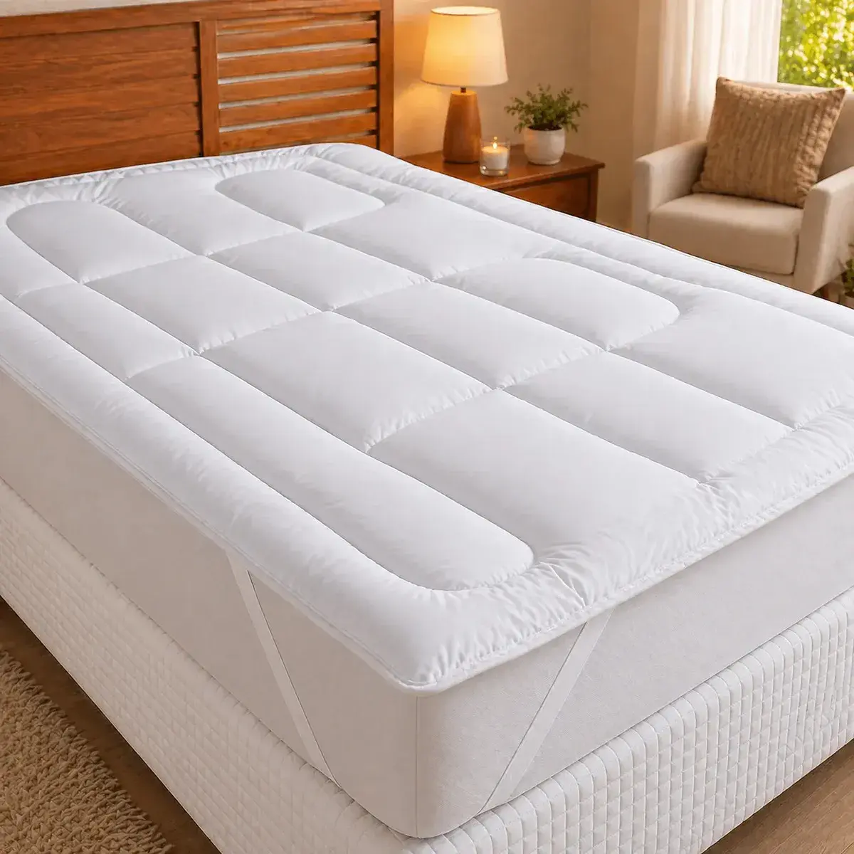 Pillow Top Casal Elástico Algodão 400 Fios Protetor CasaTop