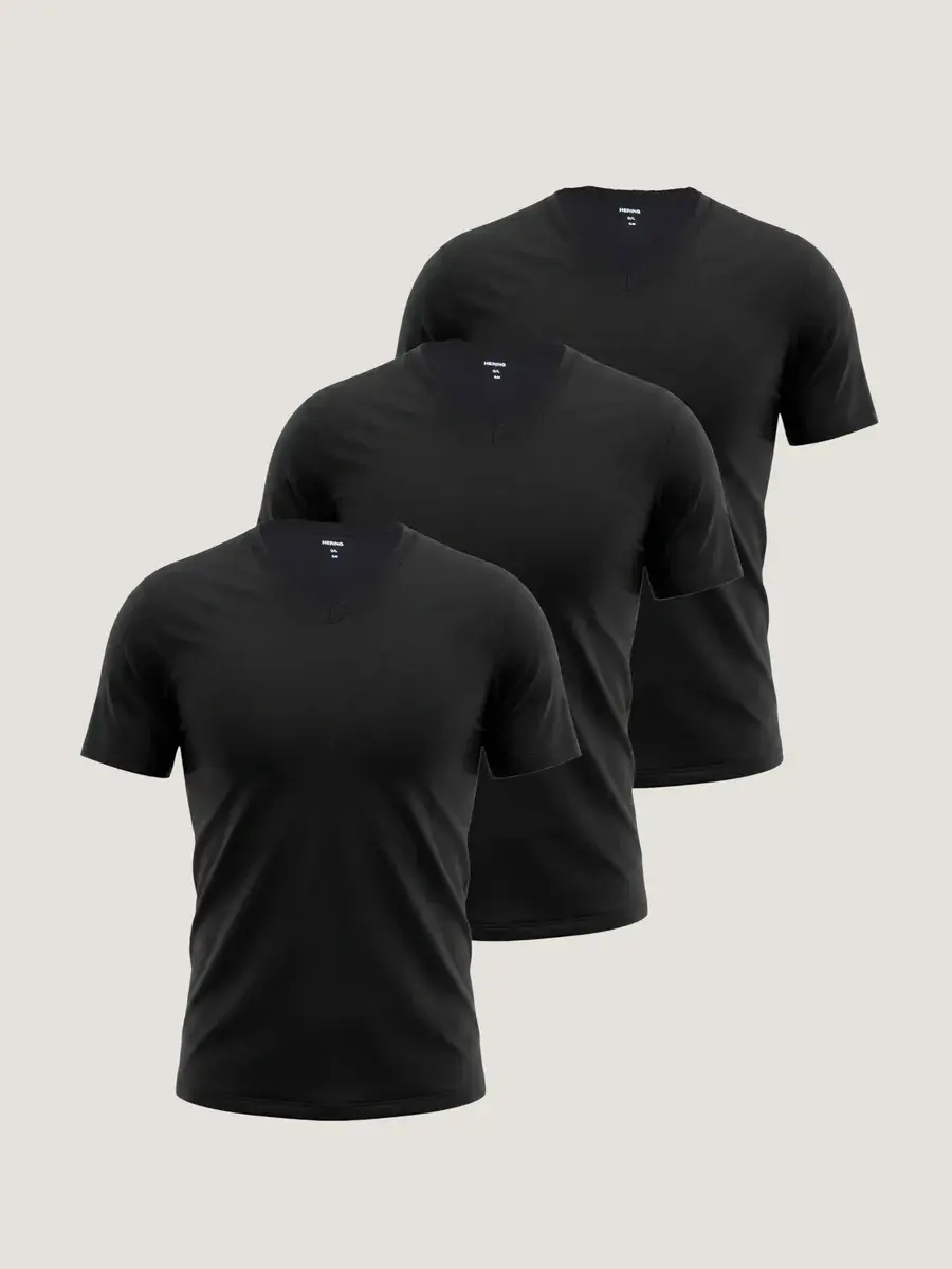Kit Com 3 Camisetas Masculinas Slim Gola V Hering