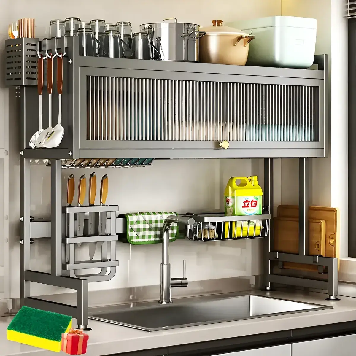 Escorredor De Pratos Louça Preto Cozinha Suspensa 65cm 18pçs