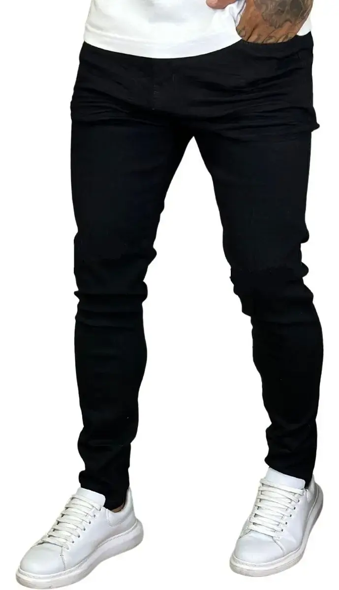 Calça Skinny Preta Masculina Jeans Com Elastano Lycra