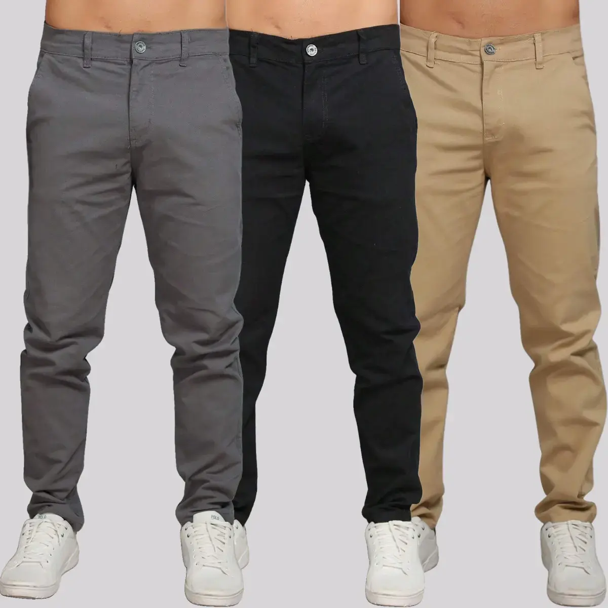 Kit 3 Calça Sarja Masculina Calca Masculino C/lycra Elastano