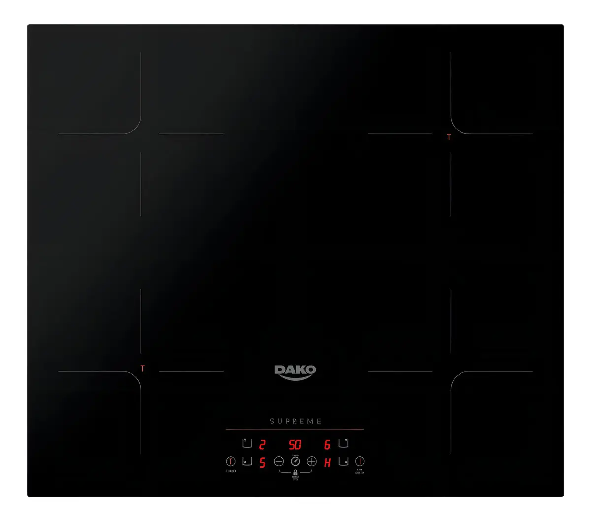Cooktop de Indução 4 Bocas Dako Supreme Preto com Trava de Segurança 220V