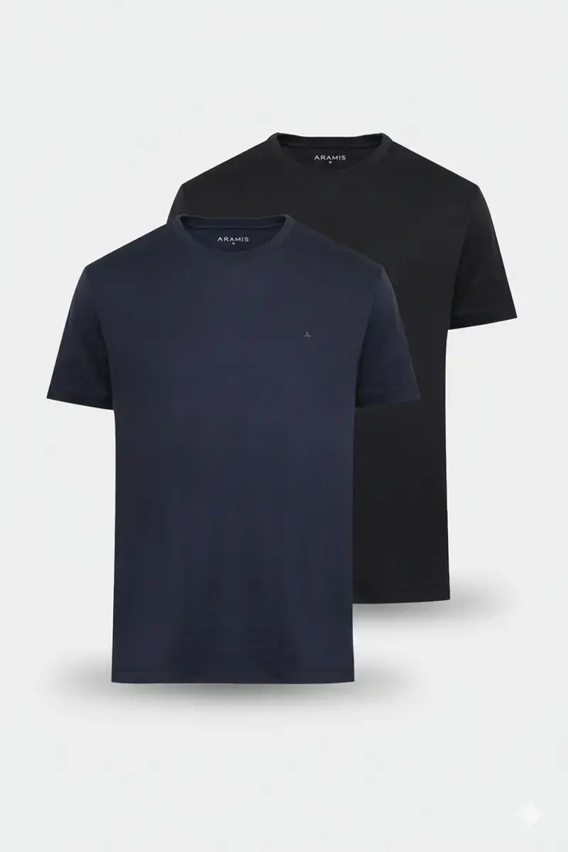 Kit 2 Camisetas Aramis Básicas Preto E Marinho