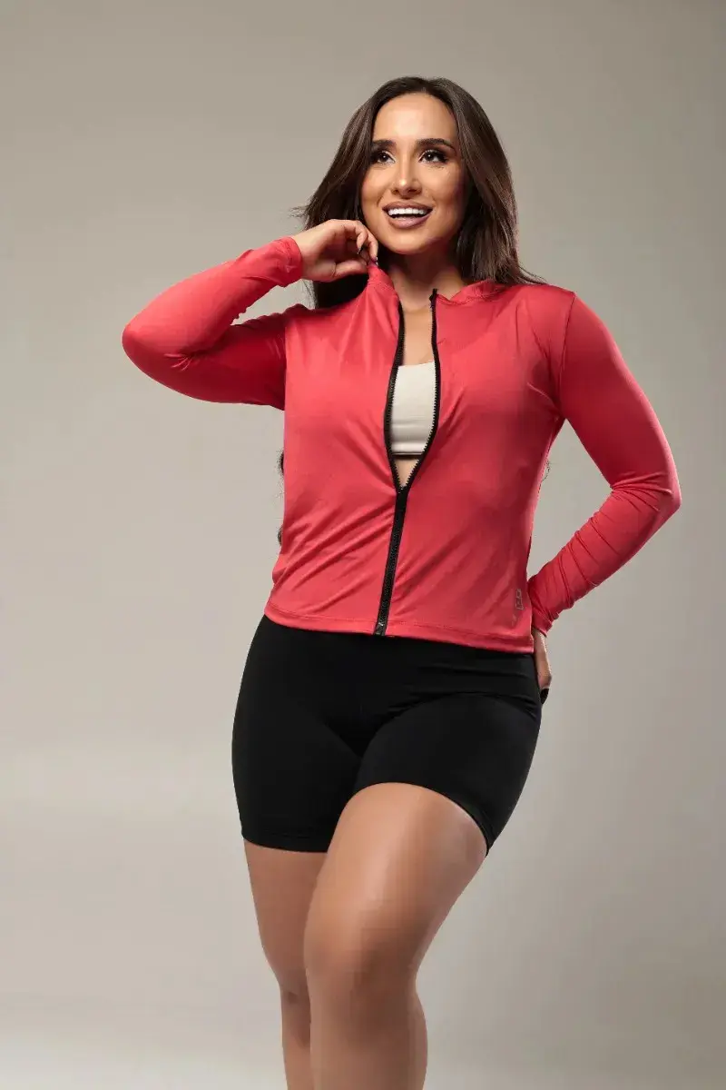 Casaco Fit Blusa Treino Proteção Solar Uv Corrida Ziper Slim