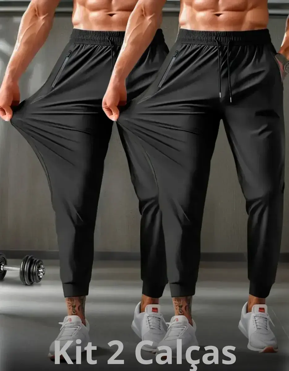 Kit Calça Masculina Com Elastano Esportiva Fitness Dry Fit