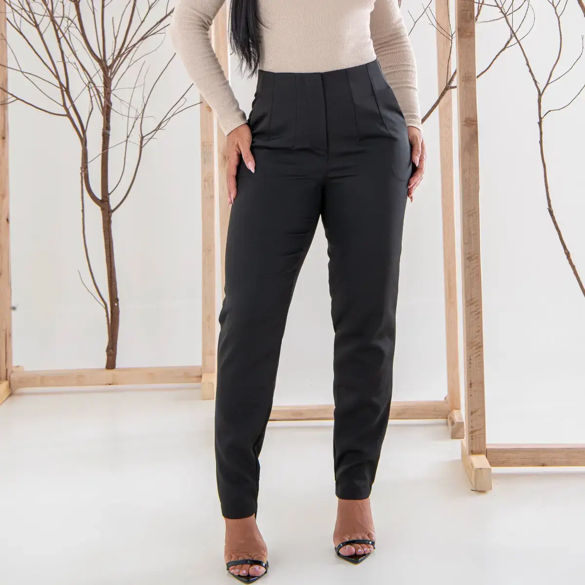 Calça Alfaiataria Cintura Alta Com Bolso Tendência Moda Zra